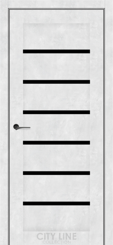 Міжкімнатні двері City Line Forsan Бетон сніжний Чорне скло Плівка