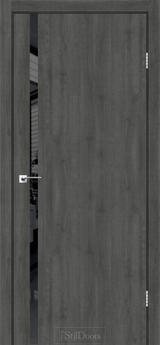 Міжкімнатні двері StilDoors LOFT GLASS Дуб смокі Чорне скло Плівка