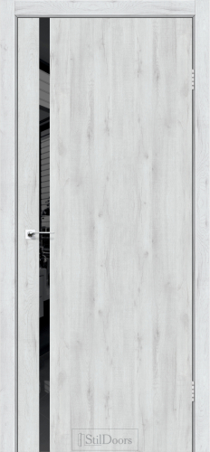 Міжкімнатні двері StilDoors LOFT GLASS Дуб Альпійський Чорне скло Плівка