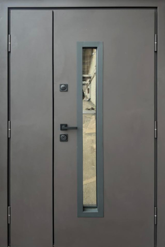 Вхідні Двері Стронг Браун 1200 Ral 8019 пісок/дуб темний Vinorit  Qdoors