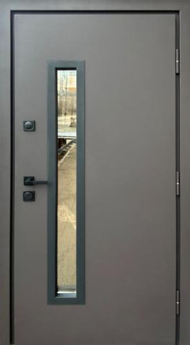Вхідні Двері Стронг Браун Ral 8019 пісок/дуб темний Vinorit  Qdoors