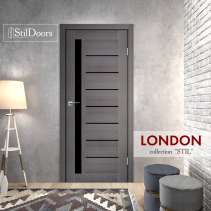 Купити Дверне полотно LONDON, Дрім Вуд, Чорне скло | Двері-Маркет фото 2