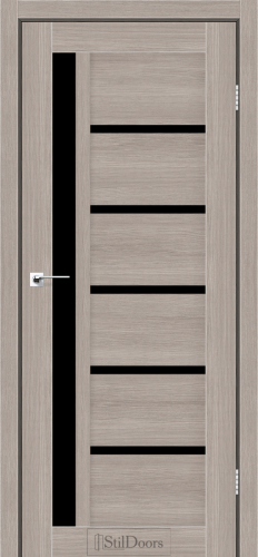 Міжкімнатні двері StilDoors NICE Капучіно Чорне скло Плівка