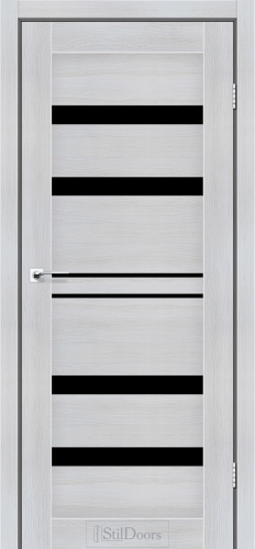 Міжкімнатні двері StilDoors CUBA Кремове Дерево Чорне скло Плівка