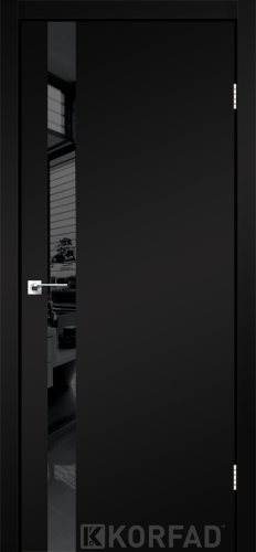 Міжкімнатні двері Korfad Glass loft plato GLP-02 Super PET чорний Чорне скло Плівка