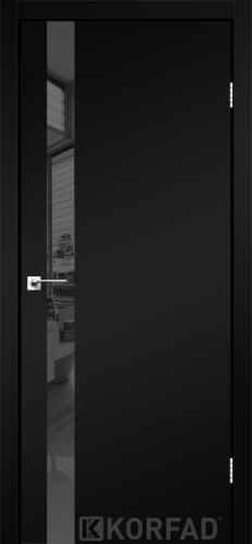 Міжкімнатні двері Korfad Glass loft plato GLP-02 Super PET чорний Дзеркало графіт Плівка