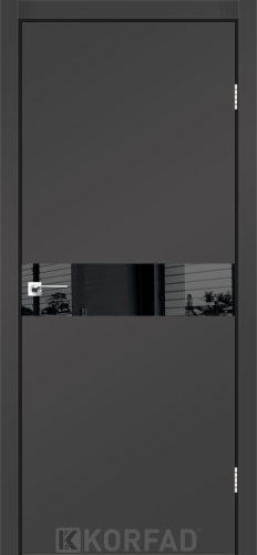Міжкімнатні двері Korfad Glass loft plato GLP-01 Super PET антрацит Чорне скло Плівка