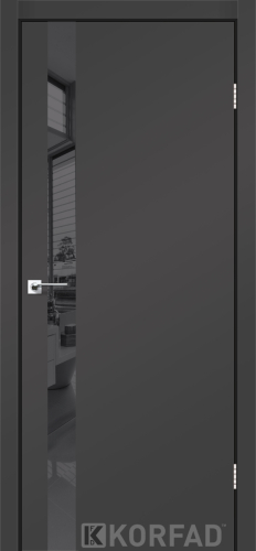 Міжкімнатні двері Korfad Glass loft plato GLP-02 Super PET антрацит Дзеркало графіт Плівка